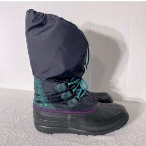 Vintage 90s Sorel Black Purple Teal Freestyle Sport Winter Snow Boots 11